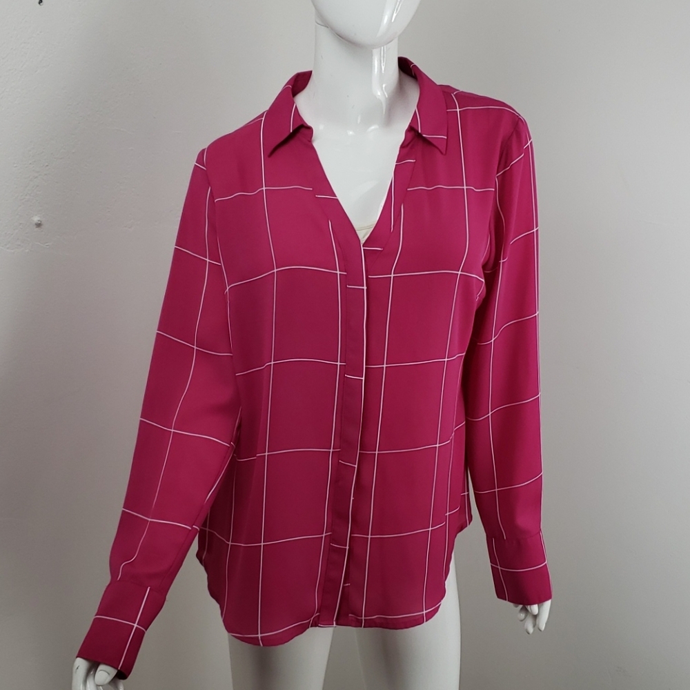 Worthington Pink Plaid Blouse
